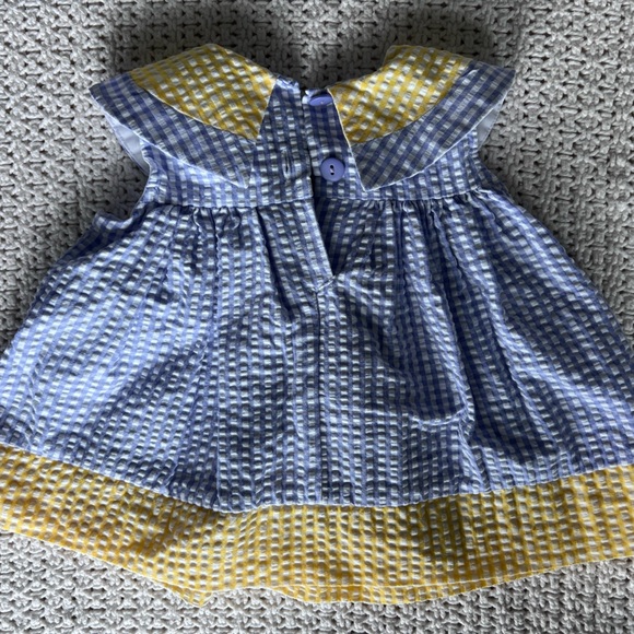 6-9 month blue checker dress with floral appliqué - Picture 2 of 3